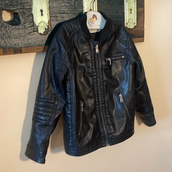H&M Black Faux Leather Moto Jacket Size 5-6 Years - Picture 5 of 15